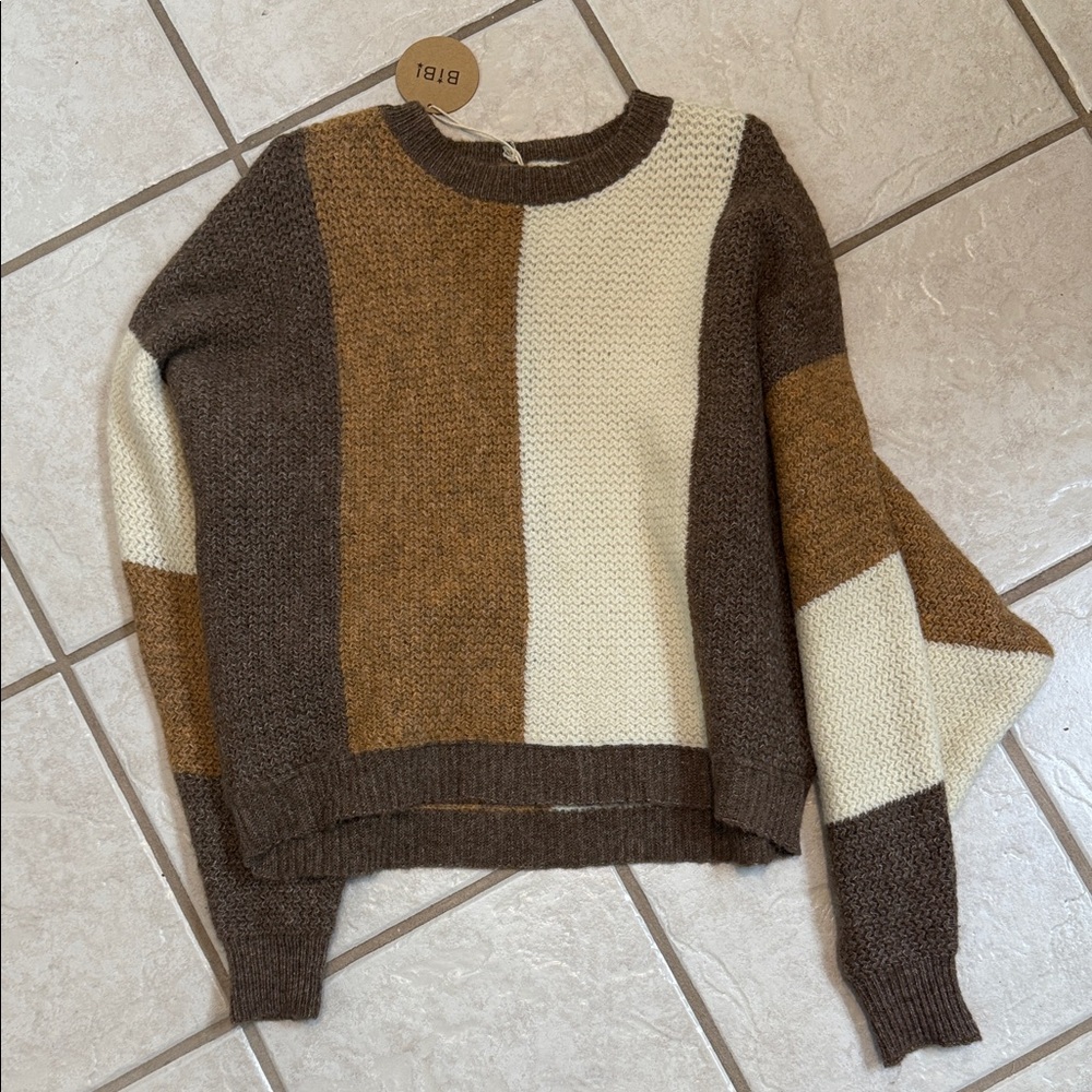 BiBi Colorblock Sweater in Brown and Cream